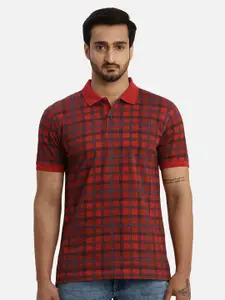ColorPlus Checked Polo Collar Regular Fit Cotton Casual T-shirt