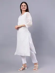 Seva Chikan Floral Embroidered Chikankari Georgette Kurta