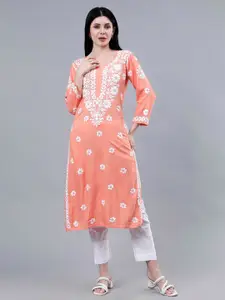 Seva Chikan Floral Embroidered Chikankari Kurta