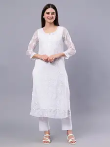 Seva Chikan Ethnic Motifs Embroidered Chikankari Georgette Kurta