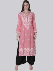 Seva Chikan Ethnic Motifs Embroidered Chikankari Straight Kurta