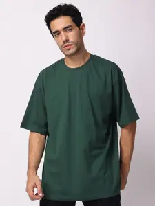 The Label Bar Drop-Shoulder Sleeves Cotton Oversized T-Shirt