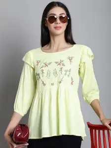 JAINISH Floral Embroidered A-Line Top