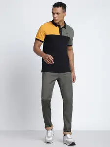 Lee Colourblocked Polo Collar Slim Fit Casual Cotton T-shirt