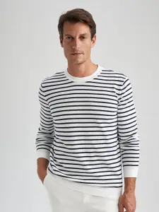 DeFacto Striped Pure Cotton Pullover Sweater