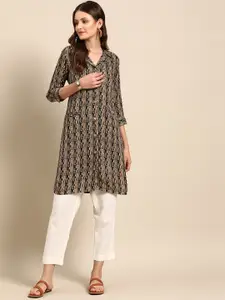 Anouk Women Abstract Printed Straight Kurta