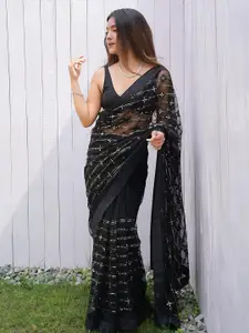 Anouk Striped Sequinned Net Saree