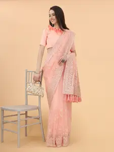 Anouk Floral Embroidered Net Saree