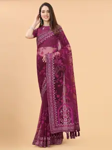 Anouk Embroidered Floral Net Saree
