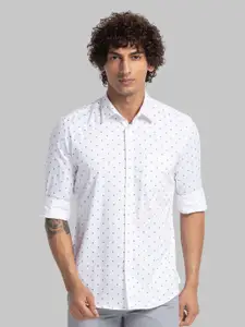 Parx Slim Fit Opaque Micro Ditsy Printed Cotton Casual Shirt