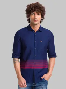 Parx Slim Fit Horizontal Striped Cotton Casual Shirt
