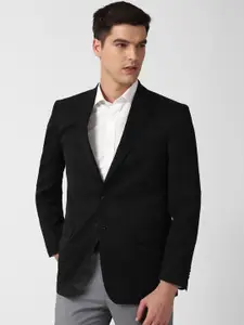 Peter England Men Black Tailored Fit Solid Formal Blazer