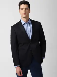 Peter England Men Navy Blue Slim Fit Single-Breasted Formal Blazer