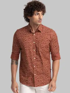 Parx Abstract Printed Slim Fit Cotton Casual Shirt