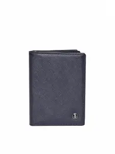 Lapis Bard Men Blue Leather Textured Two Fold Wallet