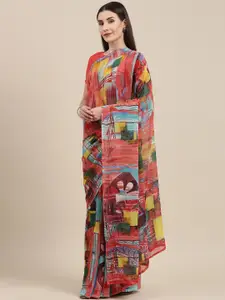 KALINI Abstract Printed Pure Georgette Saree