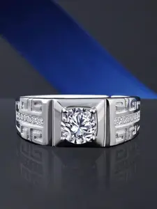 MEENAZ Men Silver-Plated AD Studded Adjustable Finger Ring