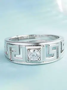 MEENAZ Silver-Plated AD Studded Adjustable Finger Ring