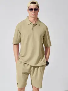 Maniac Self Design Polo Collar Pure Cotton T-shirt and Shorts