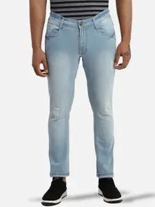Parx Men Blue Skinny Fit Low-Rise Low Distress Heavy Fade Jeans