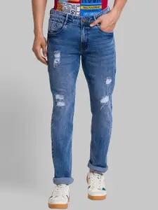Parx Men Slim Fit Low-Rise Mildly Distressed Heavy Fade Jeans