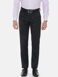Peter England Elite Men Black Slim Fit Solid Formal Trousers