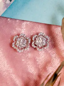 Zarkan Sterling Silver American Diamond Contemporary Studs Earrings