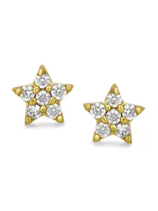 Zarkan 925 Sterling Silver Gold Plated Star Shaped AD Studs Earrings