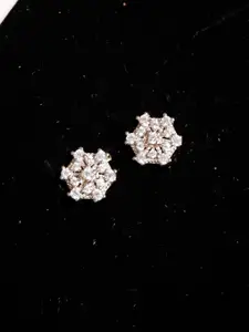 Zarkan Rhodium-Plated American Diamond 925 Sterling Silver Stud Earrings
