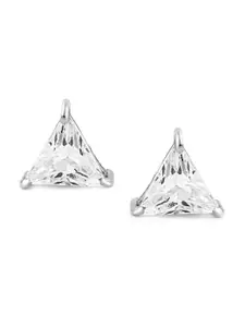 Zarkan Sterling Silver Rhodium-Plated American Diamond Studs Earrings