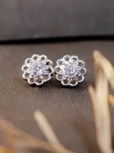 Zarkan Contemporary Rhodium-Plated Sterling Silver Studs Earrings