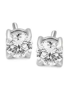 Zarkan Rhodium-Plated AD-Studded Contemporary Studs Earrings