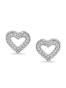 Zarkan 925 Sterling Silver Heart Shaped AD Studs Earrings