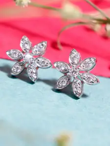 Zarkan Rhodium-Plated Floral Sterling Silver Stud Earrings