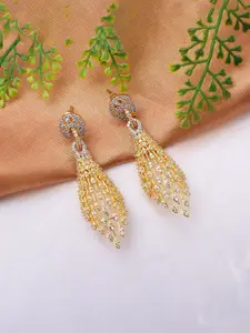 Mirana American Diamond Rhodium-Plated Contemporary Drop Earrings