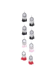Anouk Set Of 4 Silver-Plated Contemporary Drop Earrings