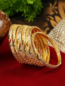 Anouk Set Of 6 Gold-Plated Enamelled Bangles