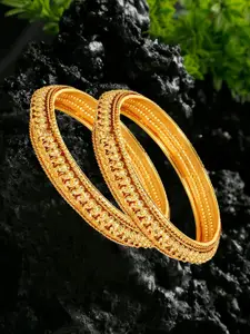 Anouk Set Of 2 Gold-Plated Textured Bangles