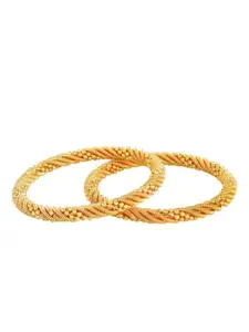 Anouk Set Of 2 Gold-plated Textured Bracelet Bangles