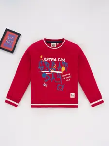 Ed-a-Mamma Boys Typography Printed Cotton Sweatshirt