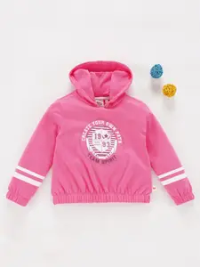 Ed-a-Mamma Girls Typography Printed Hooded Cotton Sweatshirt