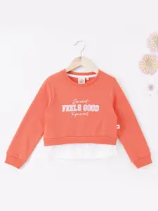 Ed-a-Mamma Girls Typography Printed Cotton Sweatshirt