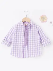 Ed-a-Mamma Girls Gingham Checks Checked Cotton Casual Shirt With Top