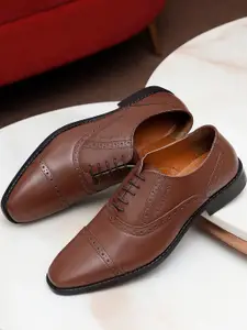 Louis Stitch Men Tan Premium Italian Leather Formal Oxford Shoes