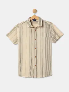 R&B Boys Opaque Striped Cotton Casual Shirt
