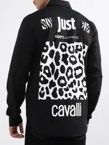 Just Cavalli Animal Printed Slim Fit Cotton Casual Shirt