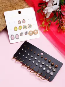 DressBerry Set Of 26 Gold-Plated Studs Earrings