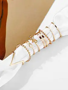 DressBerry Set Of 9 Gold-Plated Finger Ring