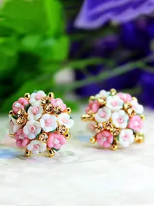 DressBerry Gold-Plated Floral Shaped Studs Earrings