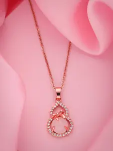 Brado Jewellery Rose Gold Plated CZ Studded Pendant Chain